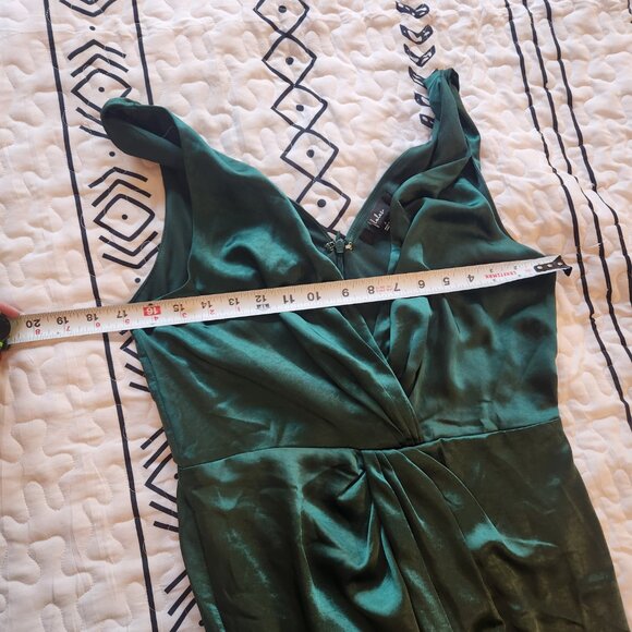 Lulus Perfect Refinement Emerald Satin Dress Size L NWOT - Picture 8 of 8
